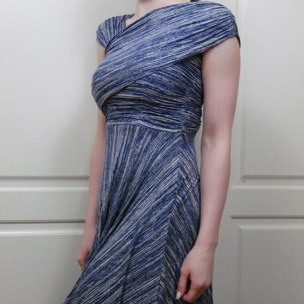 Blue White Striped Drapey Dress